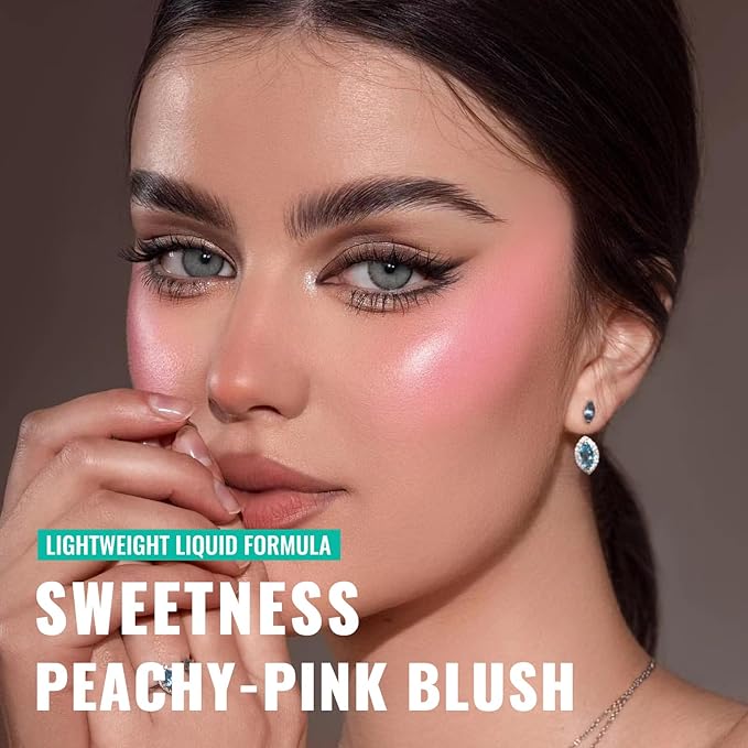Liquid Blush, Soft Moisturizing Matte Blush, Blendable Face 03 Peachy-Pink