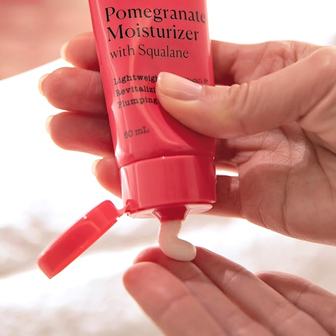 Pomegranate Moisturizer w/Squalane: Daily Lightweight Antioxidant-Rich Facial Lotion for Skin that's Radiant, Soft & Plump, 2 oz
