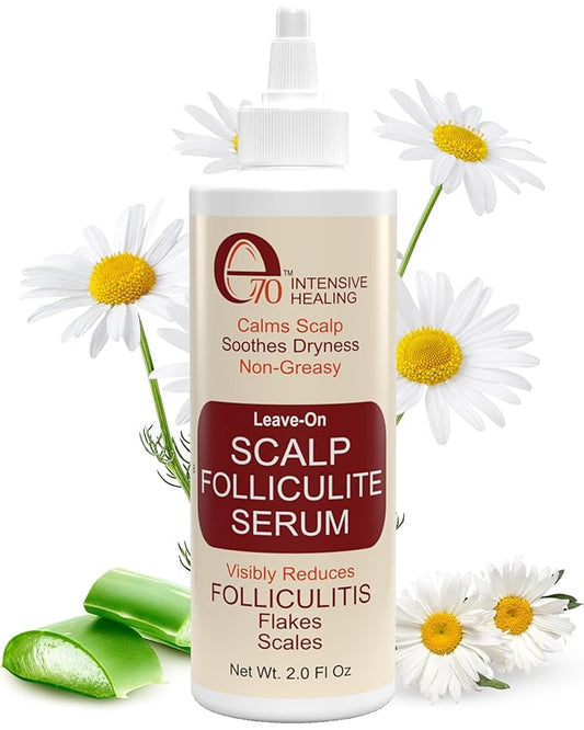 Folliculitis Leave-On Dry Scalp Serum - Non-Greasy Serum for Hair Build-up with Salicylic Acid, Tea Tree Oil & Peppermint Oil - Flaky & Itchy Scalp Care by e70, 2 fl. oz
