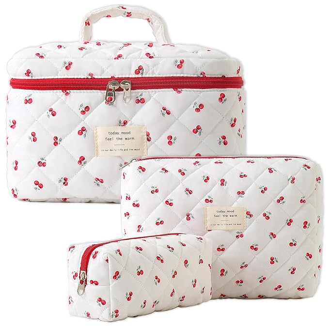 Makeup bag, quilted makeup bag,large