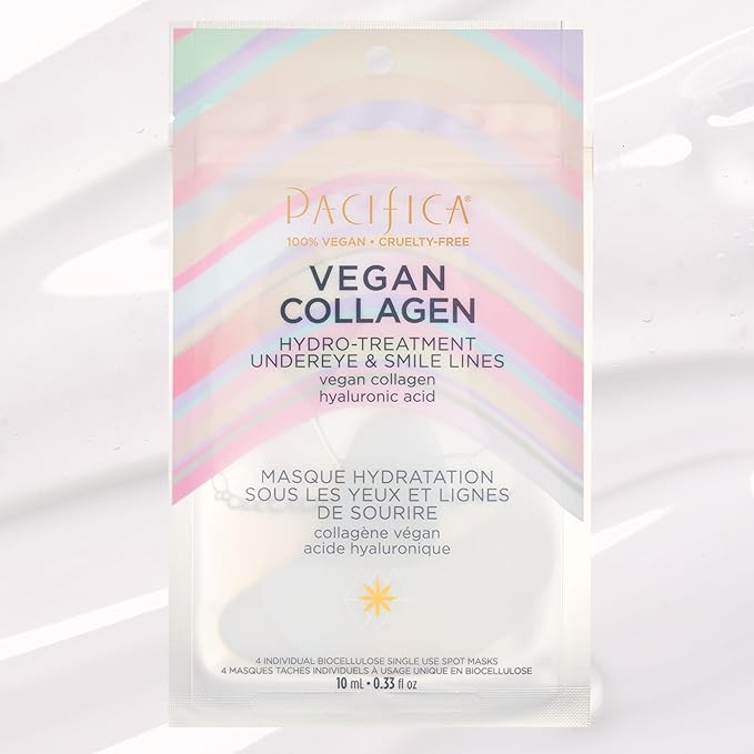 Pacifica Undereye & Smile Mask Set – Vegan Collagen Hydro Treatment with Hyaluronic Acid, Hydrating for Dark Circles, Dry & Combination Skin, Vegan & Cruelty-Free, 2 Pieces