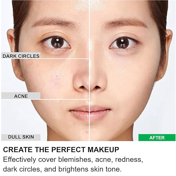 Mushroom Head Air Cushion CC Cream Foundation BB Cream Foundation Makeup Moisturizing CC Cream Liquid Foundation with Makeup Primer Concealer Lasting Even Skin Tone Makeup Base Primer(Natural)