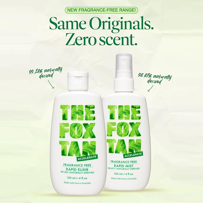 The Fox Tan Fragrance-Free Originals Bundle, Tanning Accelerators For Deeper Tans, Creates Flawless Tan Skin, Vegan & Cruelty-Free, 120mL (2 Products)