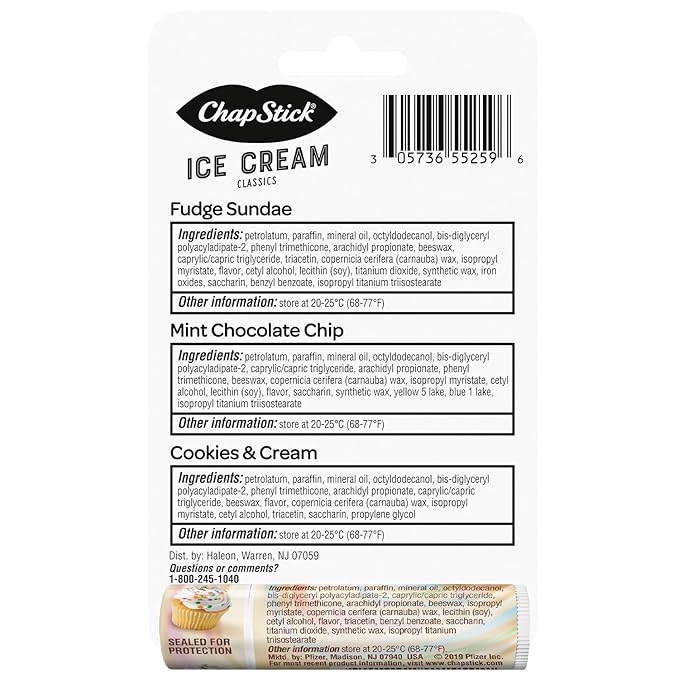 ChapStick Lip Care Bundle – Ice Cream Classics + Cake Batter Lip Balm, 0.15 Ea (5 Piece Set)