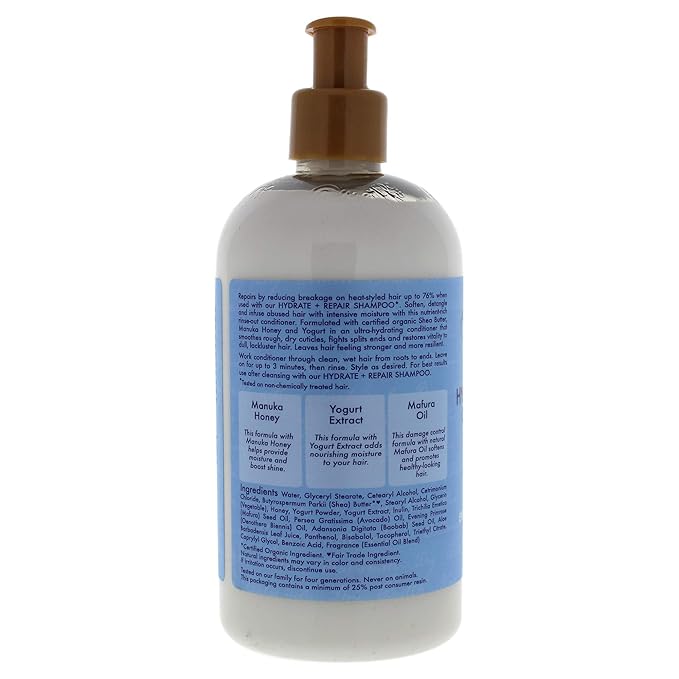SheaMoisture Hydrate & Repair Conditioner for Damaged Hair Manuka Honey & Yogurt Shea Butter 13 oz (Pack of 2)