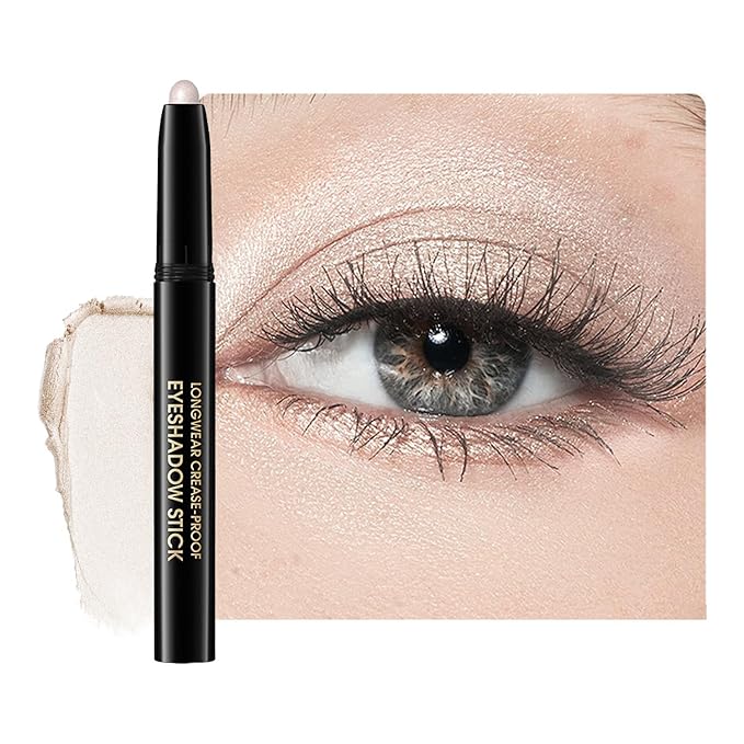 Eyeshadow Stick, Shimmer and Matte Cream Eye Shadow Brightener Sticks Eyeliner Pencil Crayon, Waterproof Long Lasting Eye Highlighter Stick Makeup,0.056 Oz(#6-Oyster)