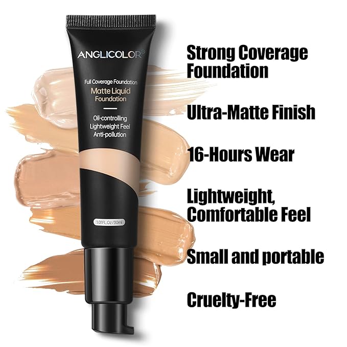 Matte Oil Control Concealer Foundation Flawless Soft Long Lasting Foundation Makeup,Waterproof Full Coverage Face Makeup Strong Concealer Foundation for Oily Acne Skin (#102 Nude)
