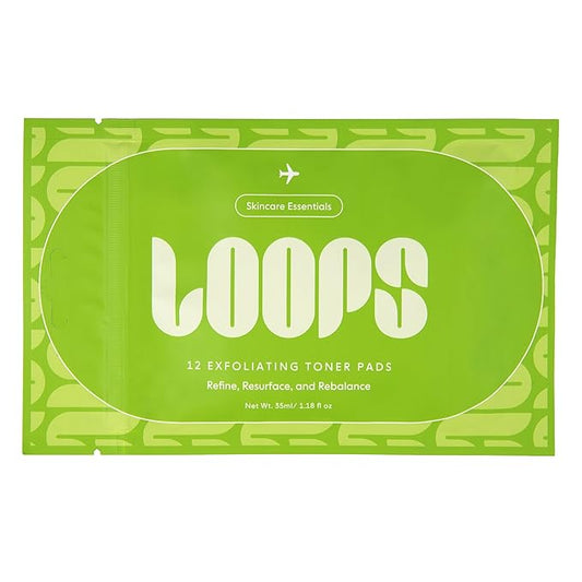 LOOPS Exfoliating Toner Korean Skincare - Refine, Resurface, and Rebalance Skin - Pre-Soaked Bamboo Pad - Vegan, Natural, Biodegradable Toner Pads for Face