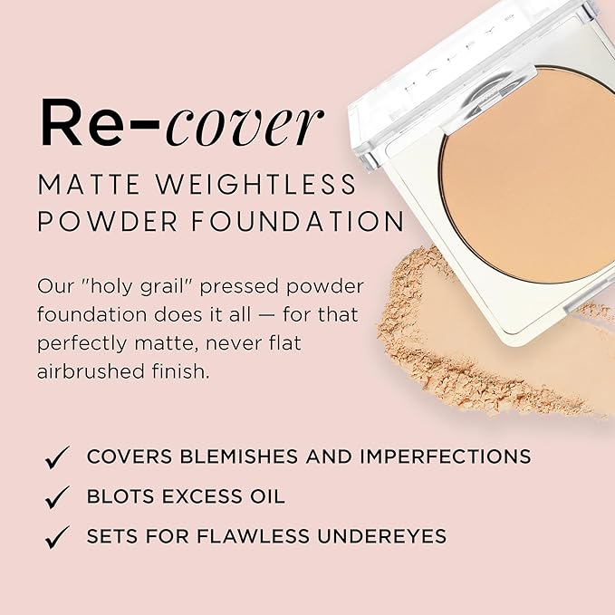 HALEYS Re-cover Matte Weightless Powder Foundation (2.15), Buildable, Medium to Full Coverage, Oil-Control, All-day Comfort Wear, Longwear, Nourishing, V + CF