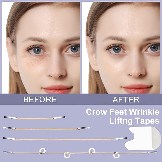 Face Lift Tapes Eyes Wrinkle Tapes, Face Stickers Crow's Feet Wrinkle Eyes Lifting Patch, Instant Eye Skin Rescue Correcting bands (4pcs fixed ropes, 5 pairs tapes) (Elastic Translucent Stickers)