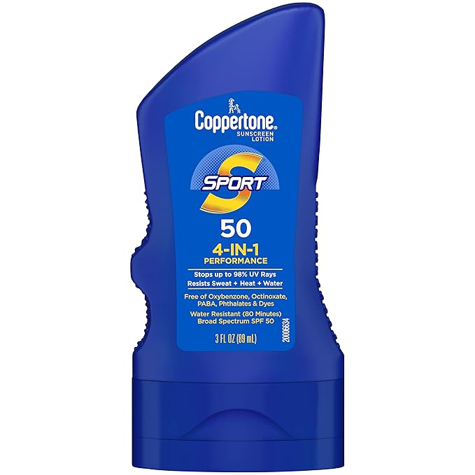 Coppertone SPORT Sunscreen Lotion SPF 50, Water Resistant Sunscreen, Broad Spectrum SPF 50 Sunscreen, Bulk Sunscreen Pack, 3 Fl Oz Bottle, Pack of 6