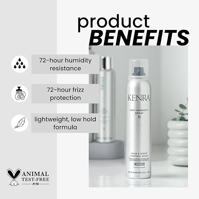 Kenra Anti-Humidity Spray 5 | Frizz & Static Control Spray |72-Hour Humidity Resistance & Protection | Lightweight, Low Hold Formula | Thermal Protection | 1.7 oz