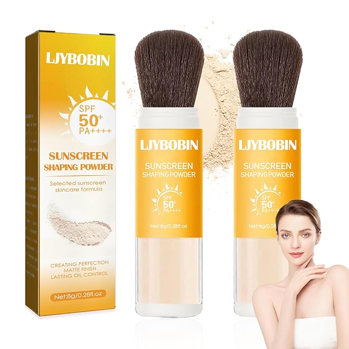 2 Pcs Sunscreen Setting Powder,SPF 50+ PA++++,Oil Control Sunscreen Brush
