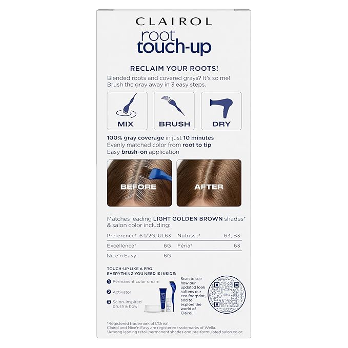 Clairol Root Touch-Up by Nice'n Easy Permanent Hair Dye, 6G Light Golden Brown Hair Color, Pack of 1