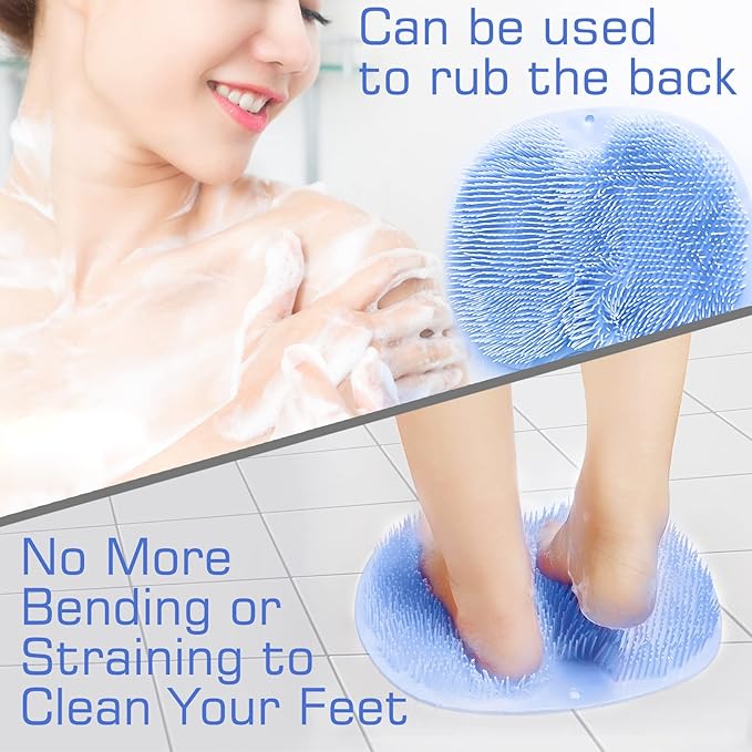 Shower foot scrubber mat back
