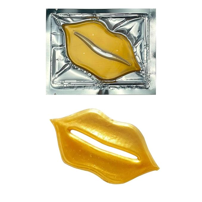 Adofect 30 Pieces Collagen Crystal Gold Lip Care Gel Masks, Collagen Crystal Lip Pads, Greate For Moisturizing Lips, Remove Dead Skin, Anti Chapped, Anti-Aging & Plump Your Lips