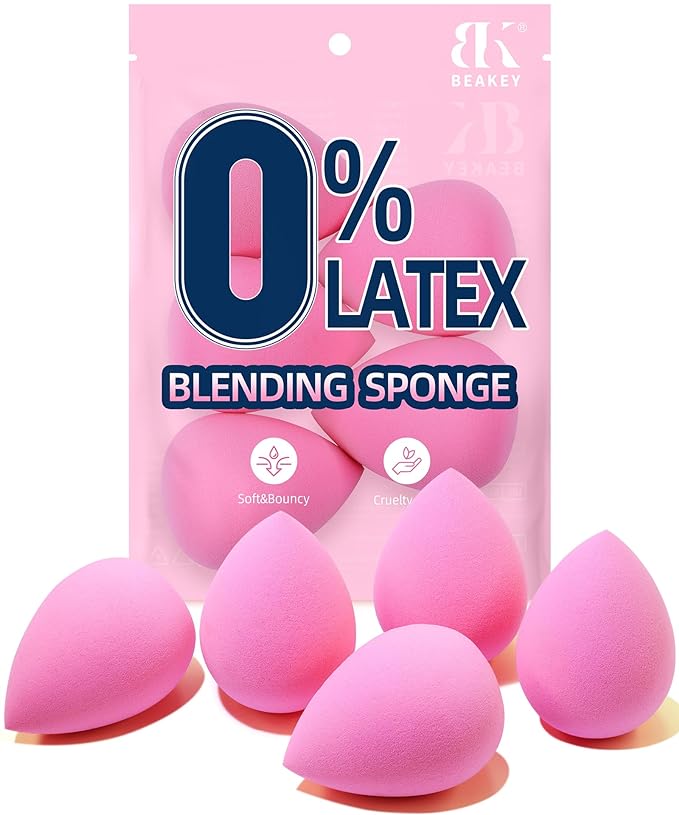 BEAKEY Latex-Free Blender Makeup Sponge for Blending, Pink
