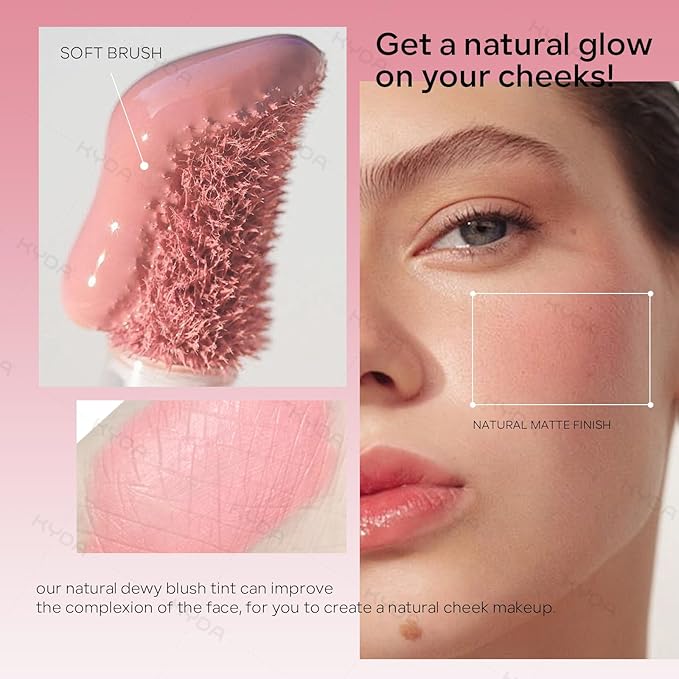 KYDA Liquid Blush, Matte Tinted for Cheeks, Lasting Dewy Finish, High Pigment Soft Creamy Blush, Blendable Lightweight Cover-Nude Pink