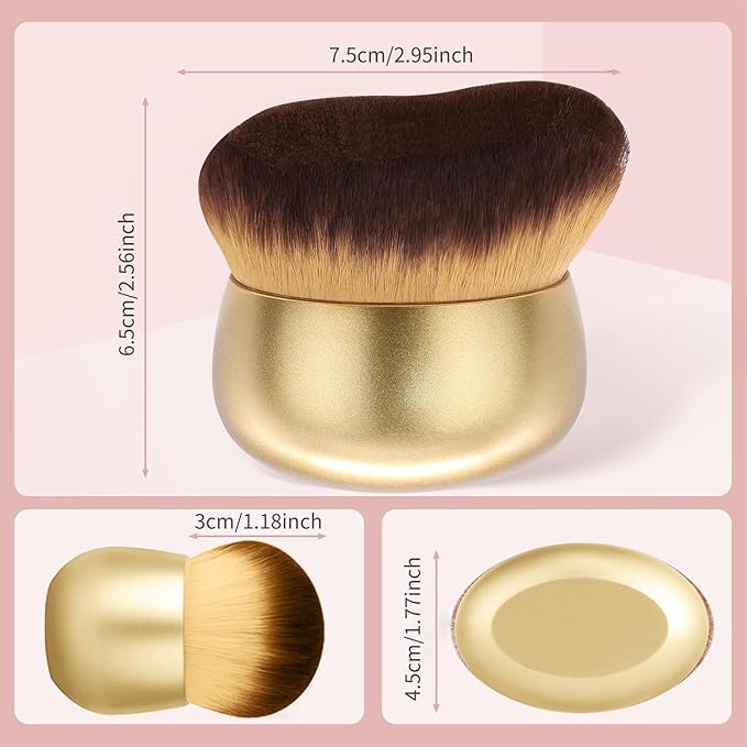 Extra Large Body Makeup Brush For Self Tanner,Leg Makeup &Bronzer Blend,75 mm Wide-headed Kabuki Brush Provides More Even& Pretty Application, Sunscreen Face&Back Makeup Brush,Wet&Dry Use-Matte (Gold)