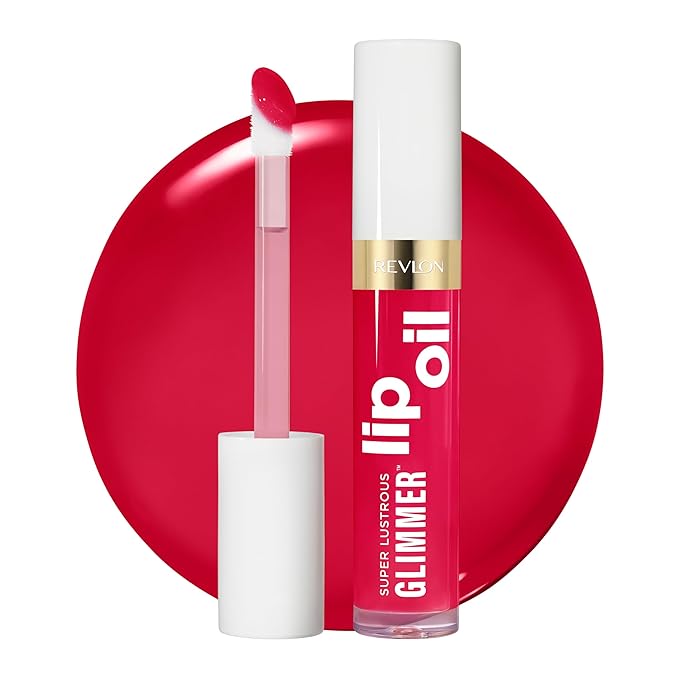 REVLON Super Lustrous Glimmer Lip Oil, Moisturizing & Tinted, Shiny Finish, Made with Plant-Based Squalane, 009 Boiling Point, 0.13 fl oz