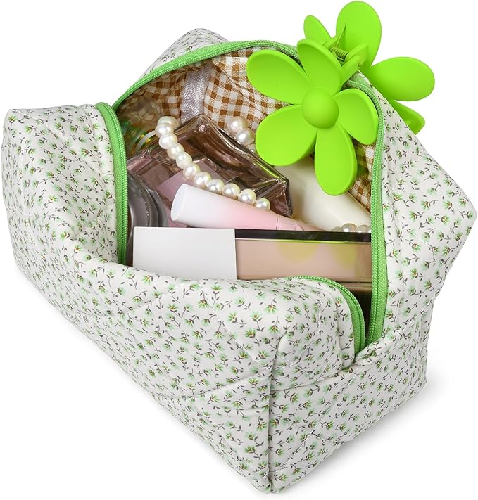 Soidram floral makeup bag quilted