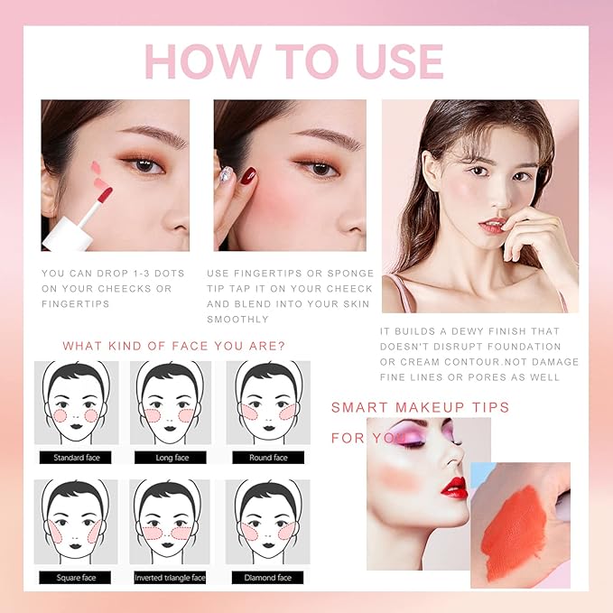 Liquid Blush Make up,Cream Blush for Cheeks,Natural Looking,Lightweight,Breathable Oz (01#02#03#)