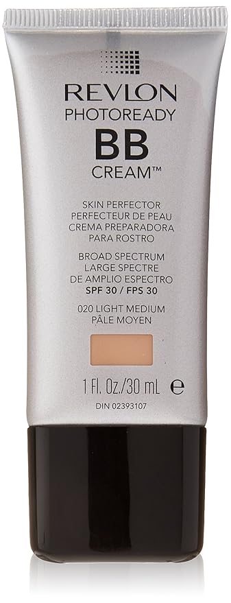 Revlon BB Cream, PhotoReady Face Makeup for All Skin Types, SPF 30, Light- Medium Coverage, Moisturizing & Hydrating Formula, 020 Light Medium, 1 Fl Oz