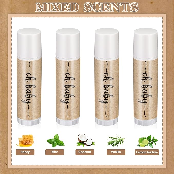 50 Sets Baby Shower Lip Balm Supplies