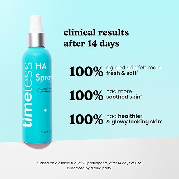 Timeless Skin Care HA Matrixyl 3000 with Cucumber Spray - Skin Mist with Hyaluronic Acid - Fragrance-Free Hydrating Face Spray - Soothing Matrixyl Skin Care Mist - 4 oz