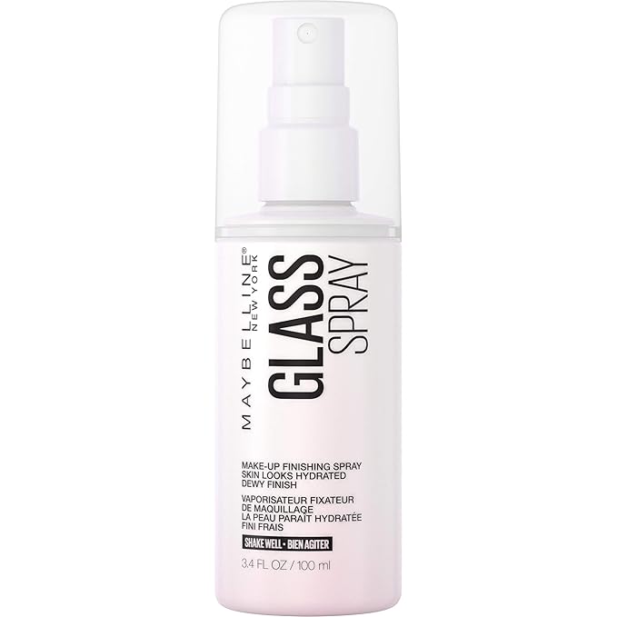 Maybelline New York Facestudio GlassSkin Makeup Finishing Hydrating Dewy Glossy Finish All Day Wear Use After Makeup Application or On Its Own, Glass Skin Spray, 3.4 Fl Oz