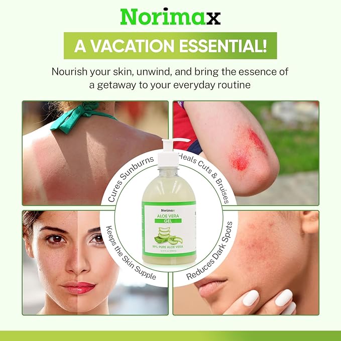 Natural Aloe Vera Gel for Hair, Scalp, Face, Dry Skin, Sunburn, & Sensitive Skin - Cold Pressed, Vegan, Unscented - Soothing Aloe Face Moisturizer (16.9 oz.)