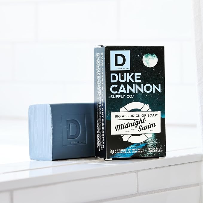 Duke Cannon Big Brick of Soap Midnight Swim - Refreshing Aquatic Scent with Green Top Notes, 10 oz. Men's Soap Bar (Pack of 3)