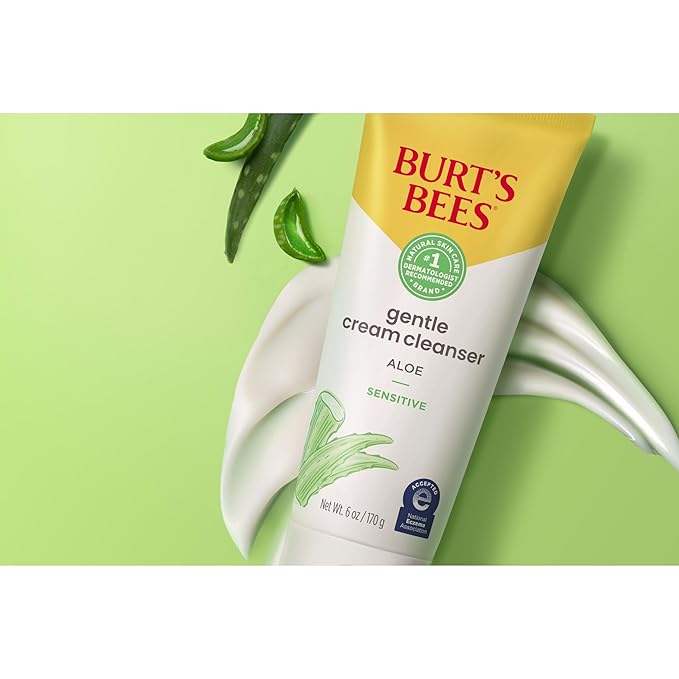 Burt's Bees Gentle Cream Cleanser with Aloe for Sensitive Skin, 98.9% Natural Origin, 6 Ounces