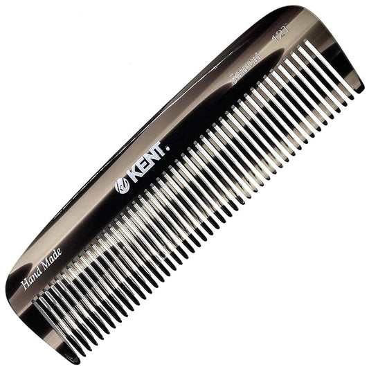 Kent 12T G Wide Tooth Detangling Comb - Handmade Pocket Comb for Thick, Curly, Wavy Hair - Large Tooth Hair and Beard Grooming Comb - Saw-Cut and Hand Polished