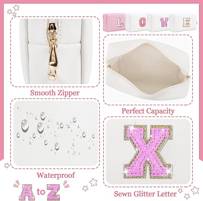 Initial letter patch makeup bag,