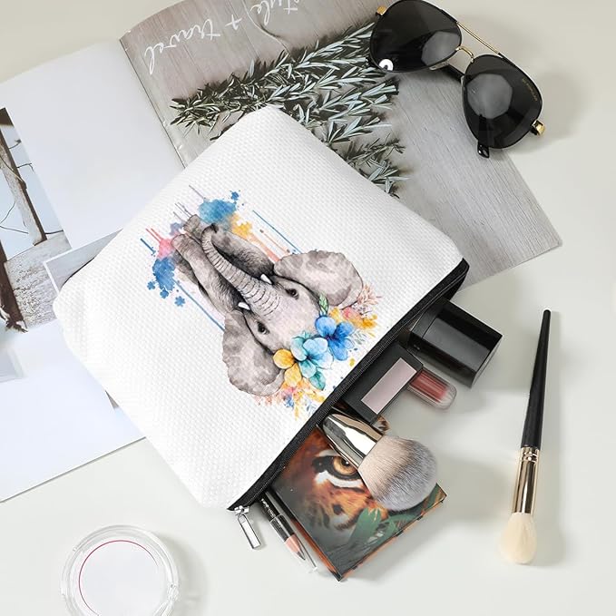 Floral elephant cosmetic bag elephant