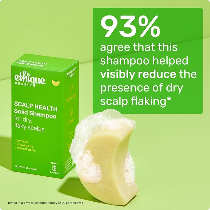 Ethique Scalp Health Shampoo Bar for itchy, dry, flaky scalps with Oatmeal - Plastic-Free, Vegan, Cruelty-Free, 3,88 oz - Formerly Heali Kiwi