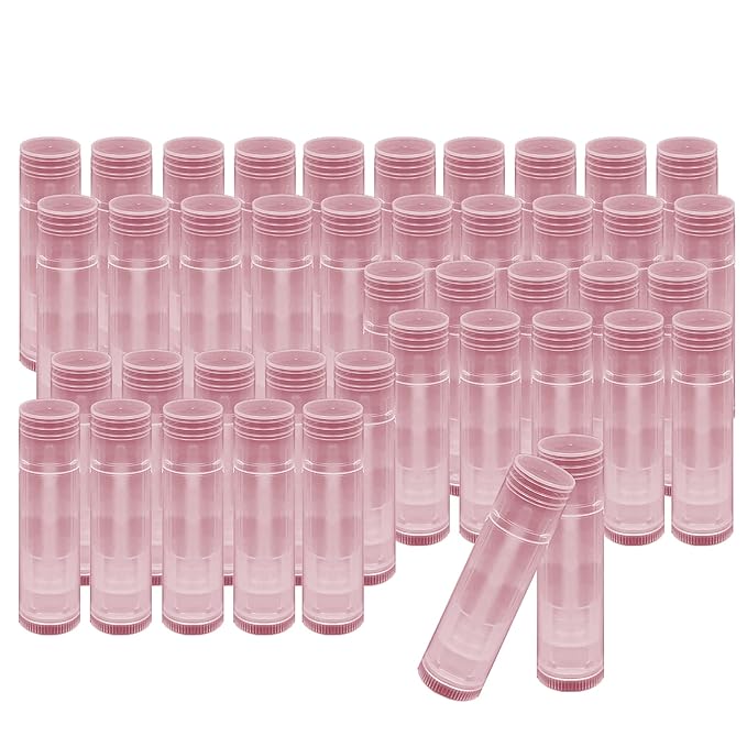1st Choice 50 Lip Balm Empty Container Tubes 3/16 Oz (5.5ml), Natural Pink Color