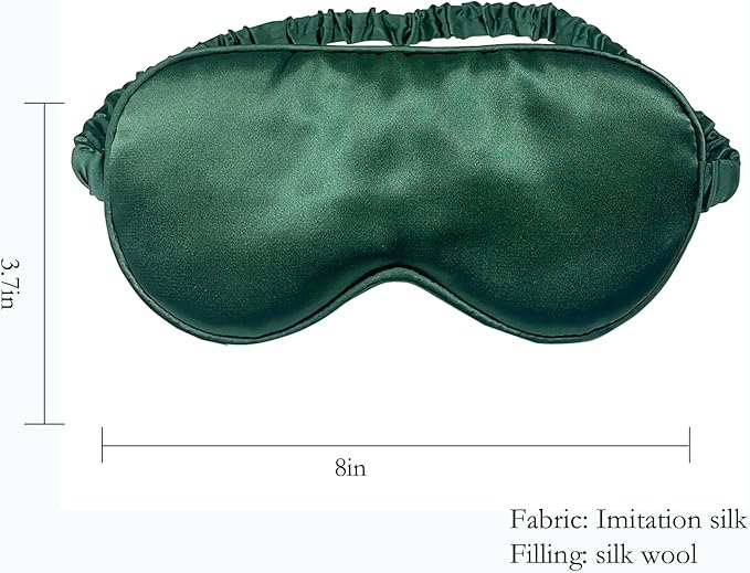 Silk Eye mask for Sleeping Light Blocking for Bedroom, Plane Travel Satin Sleep mask Women Mens,Blackout to Help You deep Sleep (Green)