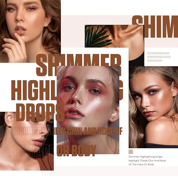 Shimmer Body Luminizer 5 Color Waterproof Smooth Face Body Glow Illuminator Non-sticky Liquid Body Highlight Illuminator for Face & Body & Leg (80 ML, 04 Golden Brown)