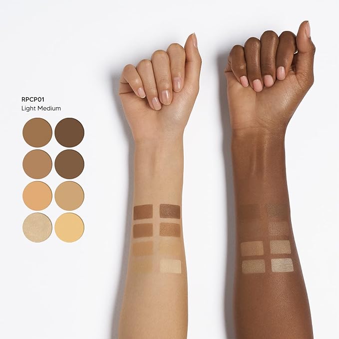 Ruby Kisses Flawless Finish with 3D Contour Powder Makeup Palette - Multiple Contouring Options, Easy Blending, Long-lasting formula, Sculpt &Highlighting, Professional finish (Light Medium)