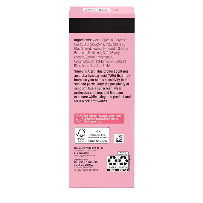 Neutrogena Skin Perfecting Daily Liquid Facial Exfoliant with 7% AHA/PHA Blend + HA to Smooth, Exfoliate & Replenish Dry Skin, Leave-On Face Exfoliator, Oil- & Fragrance-Free, 4 fl. oz