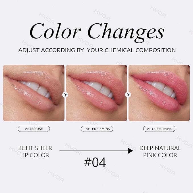 KYDA 4 Colors PH-Activated Lip and Cheek Stain, PH Color Changing Formula for Lasting Custom Lip Color, Keep Lips Soft and Moisturizing with Avocado Oil, Multiuse Color Balm