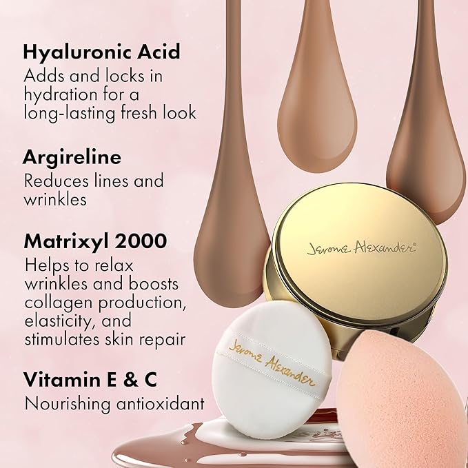 MagicMinerals AirCushion Foundation by Jerome Alexander, Cushion Foundation with Skincare Actives, Long-Lasting, Semi-Matte Finish, Full Buildable Coverage (Medium-Dark)