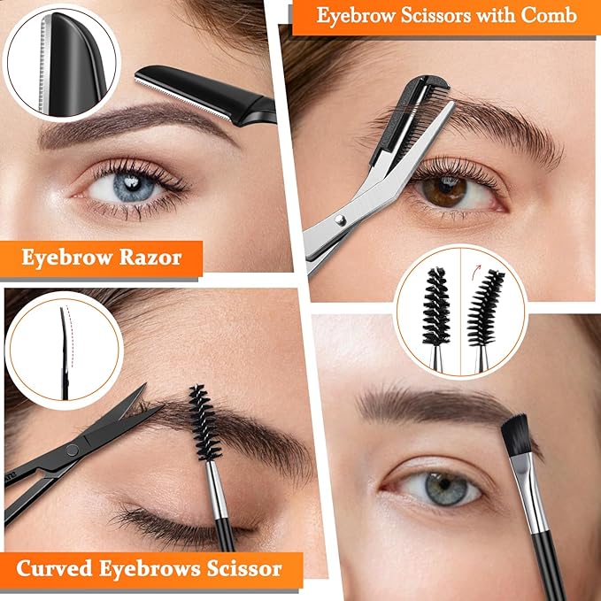 TsMADDTs Tweezers for Men, 8 in 1 Professional Eyebrow Tweezers Kit with Eyebrow Trimmer & Scissors, Razor, Brush, Skin Care Tools