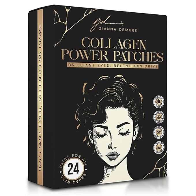 Undereye Mask Patches for Dark Circles, Puffiness & Wrinkles, Gold Eye Mask with Collagen, Caffeine & Hyaluronic Acid, Vegan & Cruelty-Free Eye Patches for Women and Men (24 Pairs)