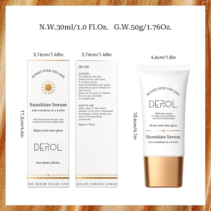 Instant Sunshine Bronzing Drops, Lightweight and Non-greasy Liquid Bronzer for Face Body, Glow Bronzing Serum Drops for Flawless Skin & A Radiant Finish(BRONZE)