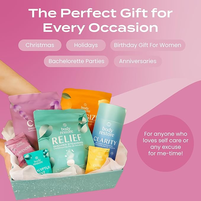 Body Restore Shower Steamers Aromatherapy 15 Pack - Boo Basket Stuffers for Women, Christmas Stocking Stuffers, Birthday Gifts, White Elephant, Relaxation, Self Care - Rose