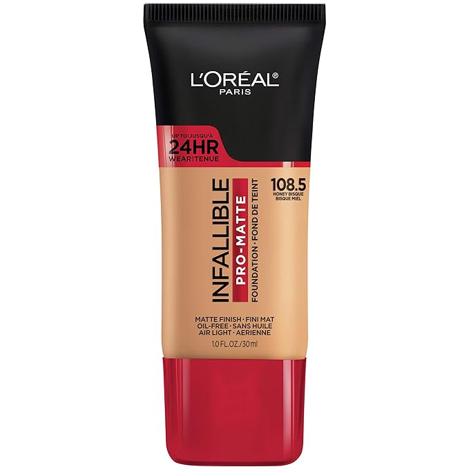 L'Oreal Paris Cosmetics Makeup Infallible Pro-Matte Liquid Longwear Foundation, Honey Bisque, 1 fl oz