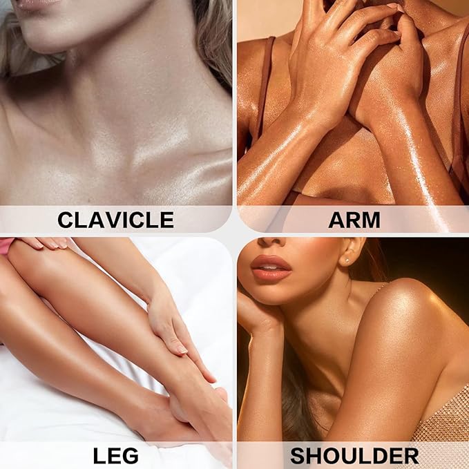 FOCALLURE Starfall Glowing Liquid Highlighter, Shimmering Body Oil, Non-Sticky Shimmer Liquid Luminizer, Non-Greasy, Face & Body Glitter Makeup for Costumes, Cosplay, Rave Festival, MOON CHILD